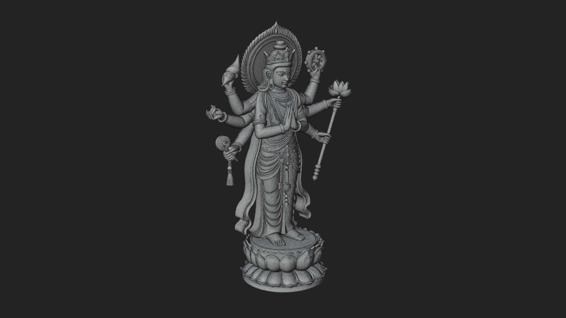 Multi-Armed Guanyin Statue Design 11 3D Print Model 3D Model