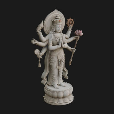 Multi-Armed Guanyin Statue Design 11 3D Print Model