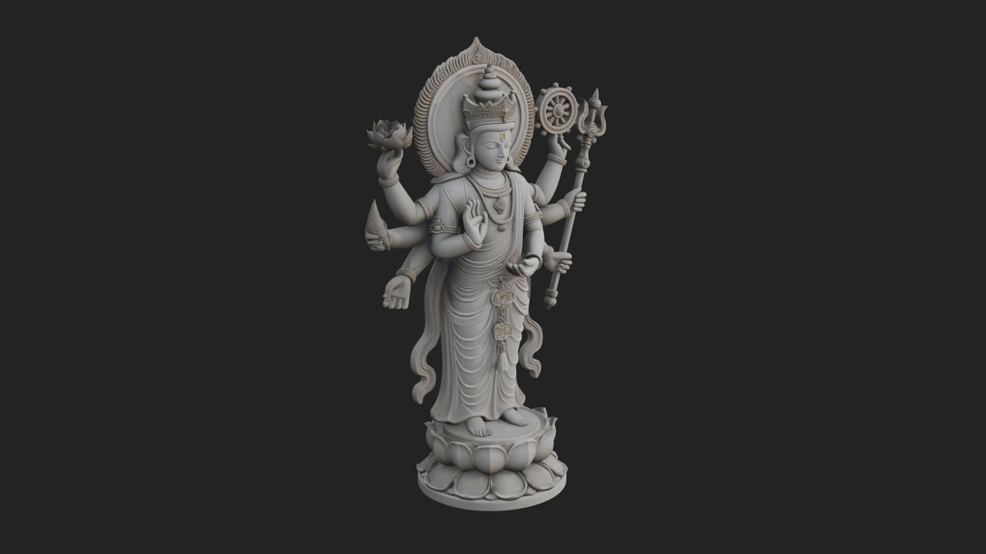 Multi-Armed Guanyin Statue Design 8 3D Print Model 3D Model