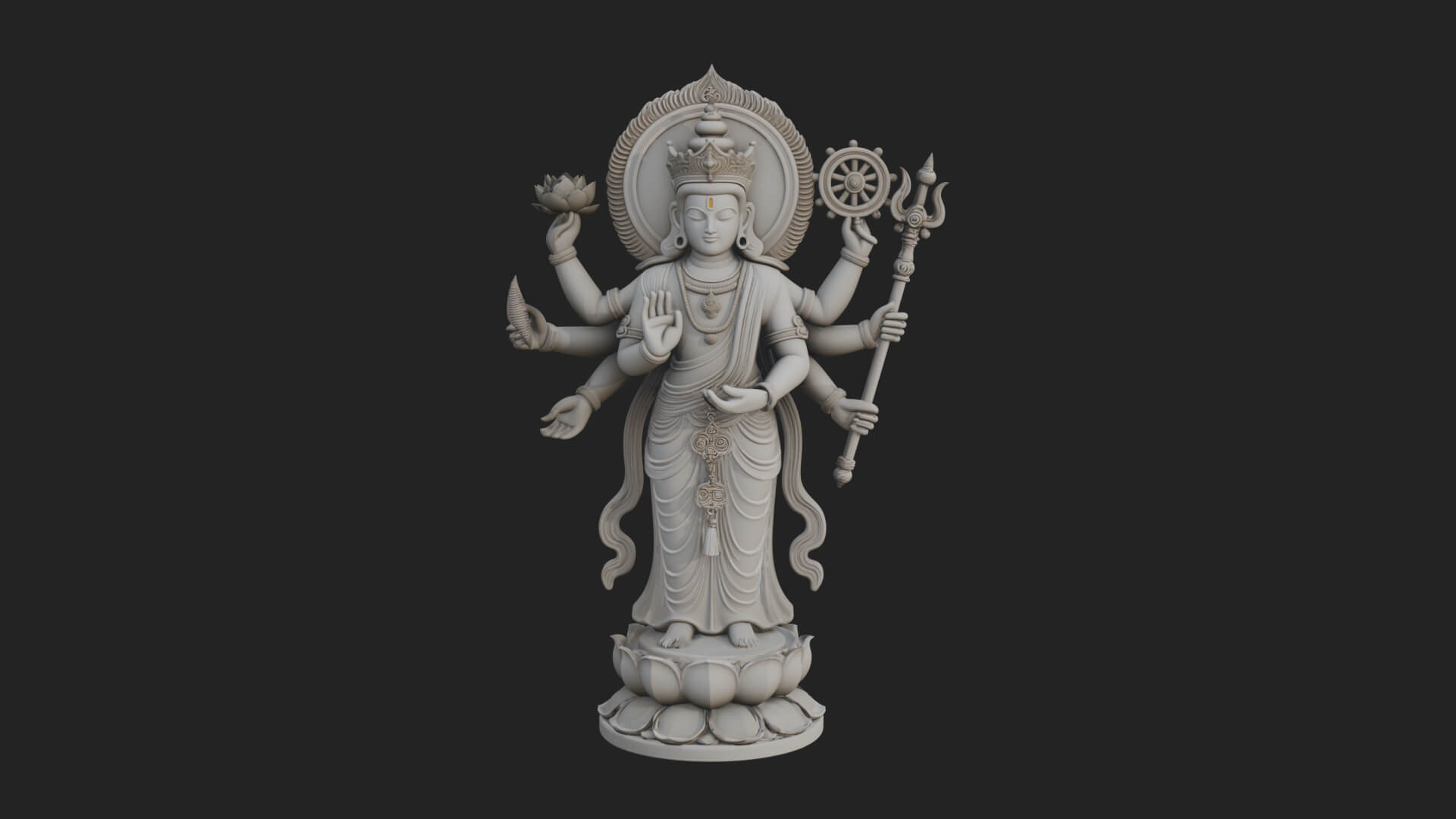 Multi-Armed Guanyin Statue Design 8 3D Print Model 3D Model