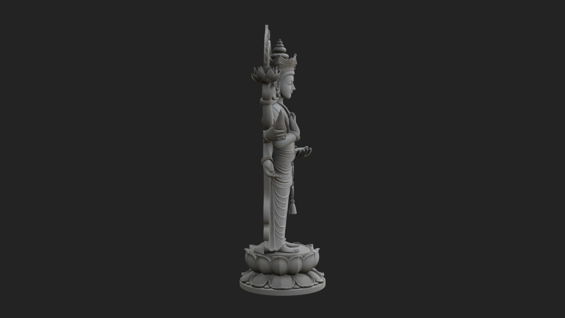 Multi-Armed Guanyin Statue Design 8 3D Print Model 3D Model