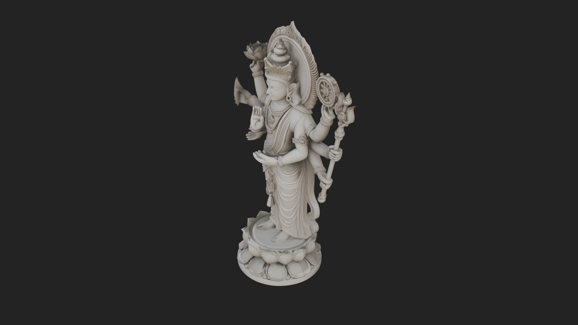 Multi-Armed Guanyin Statue Design 8 3D Print Model 3D Model