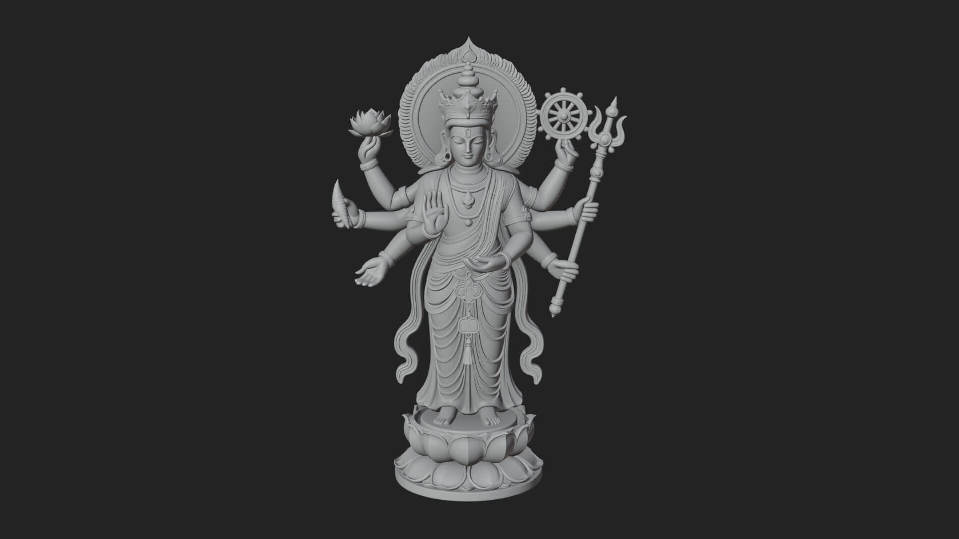 Multi-Armed Guanyin Statue Design 8 3D Print Model 3D Model