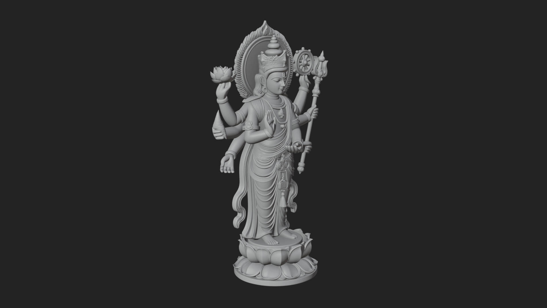 Multi-Armed Guanyin Statue Design 8 3D Print Model 3D Model