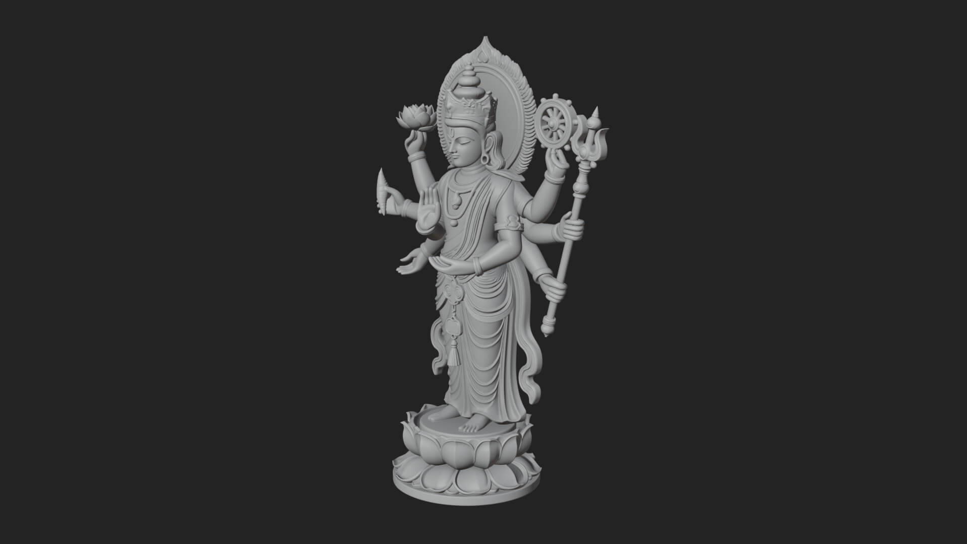 Multi-Armed Guanyin Statue Design 8 3D Print Model 3D Model
