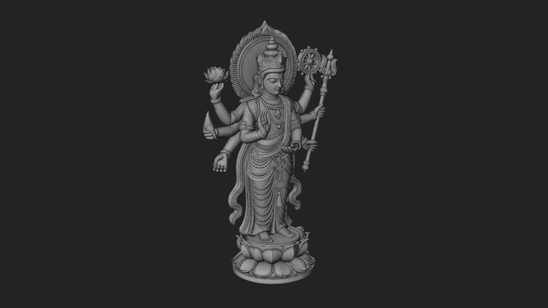 Multi-Armed Guanyin Statue Design 8 3D Print Model 3D Model