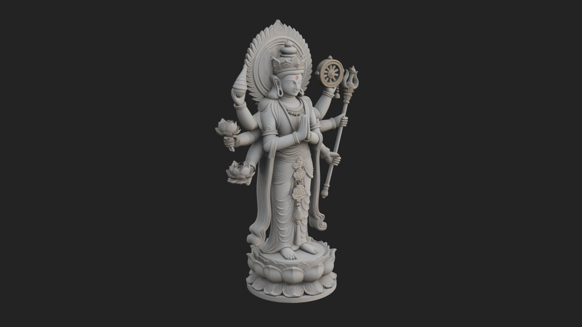 Multi-Armed Guanyin Statue Design 9 3D Print Model 3D Model