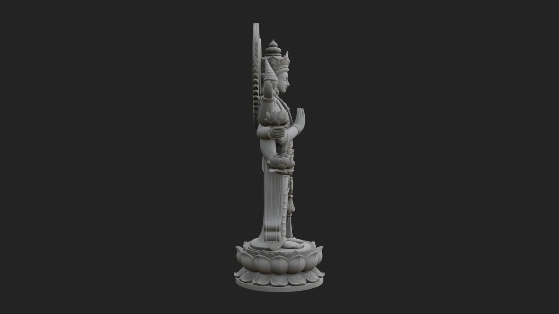 Multi-Armed Guanyin Statue Design 9 3D Print Model 3D Model