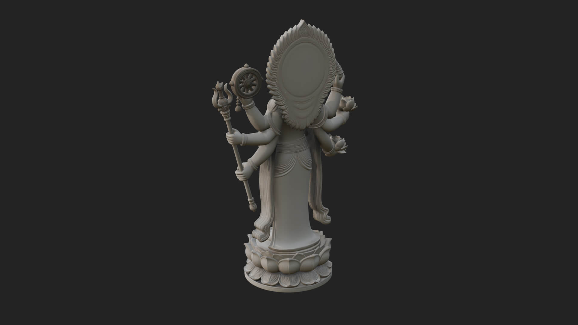 Multi-Armed Guanyin Statue Design 9 3D Print Model 3D Model