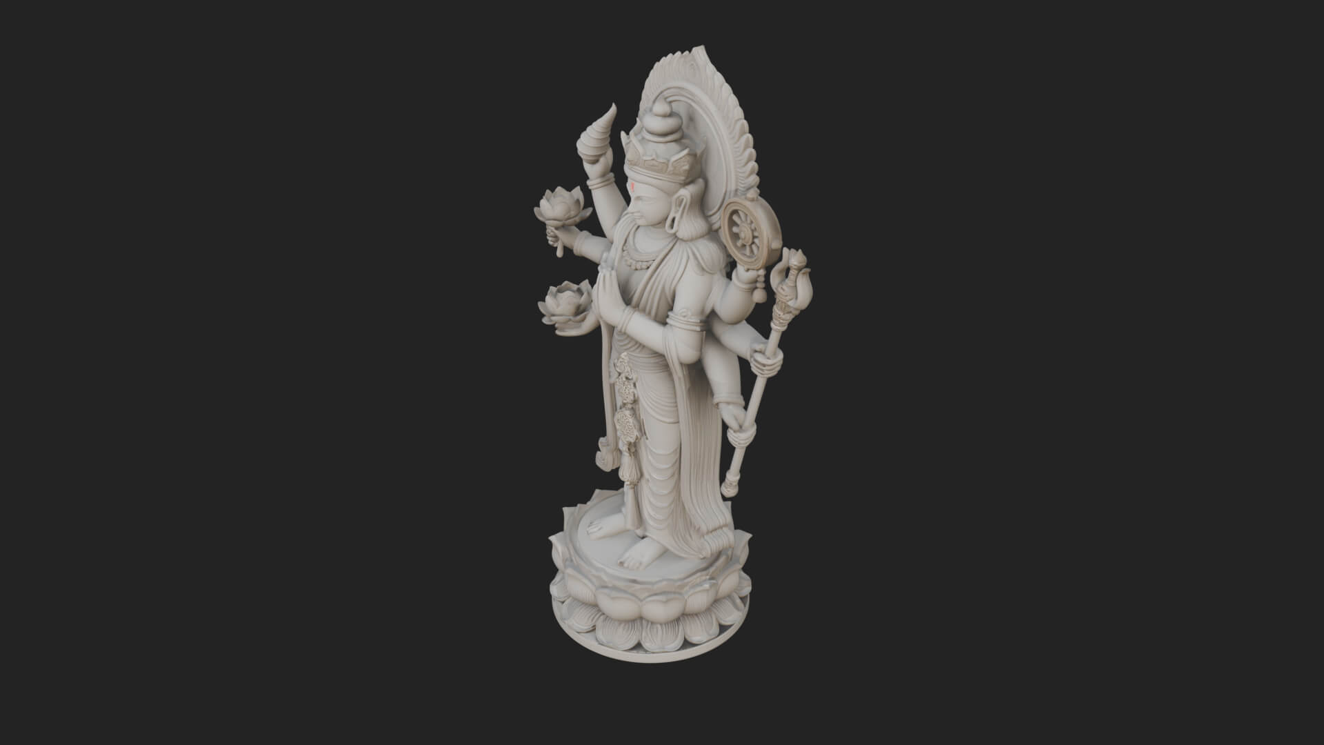 Multi-Armed Guanyin Statue Design 9 3D Print Model 3D Model