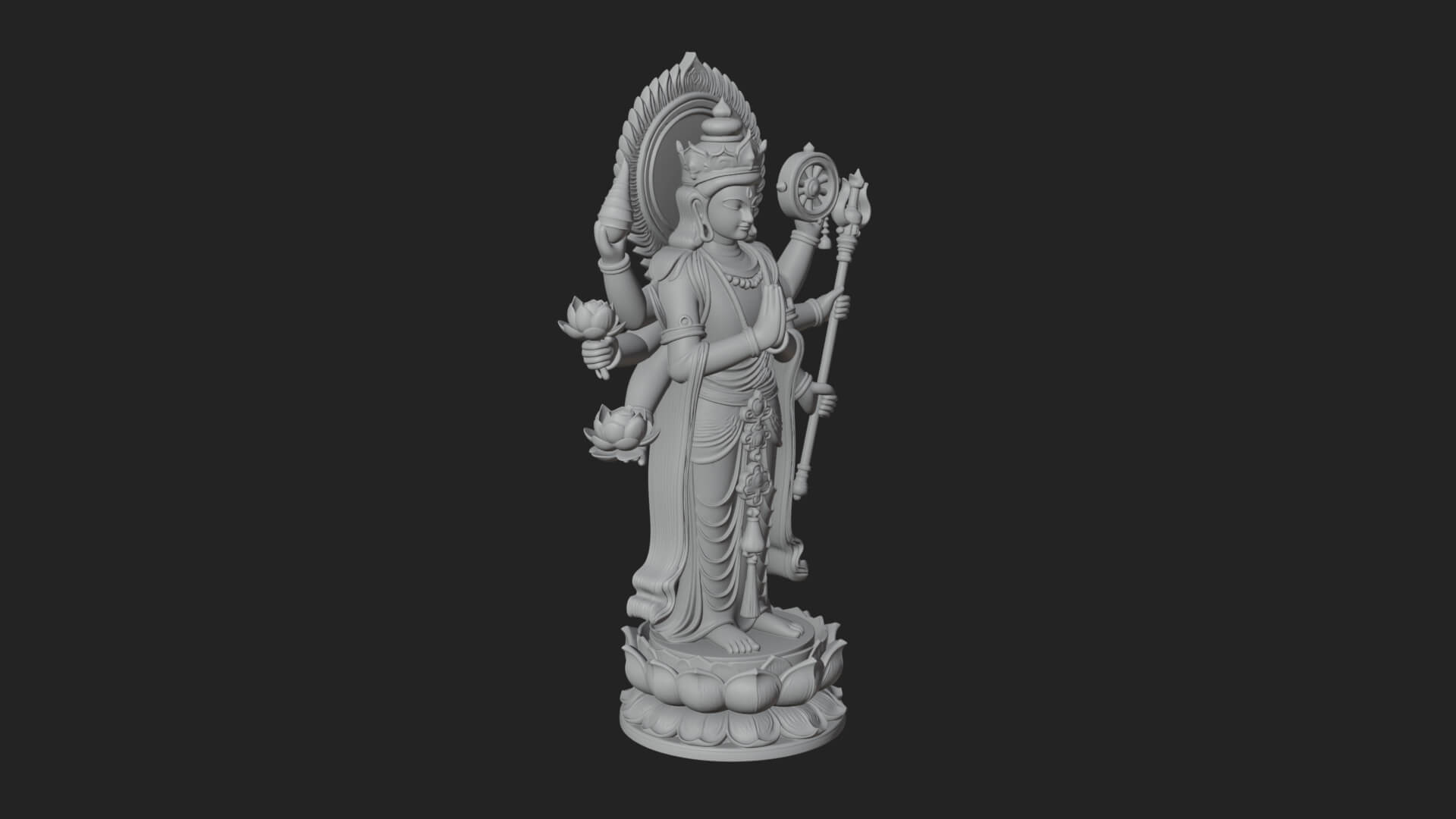 Multi-Armed Guanyin Statue Design 9 3D Print Model 3D Model