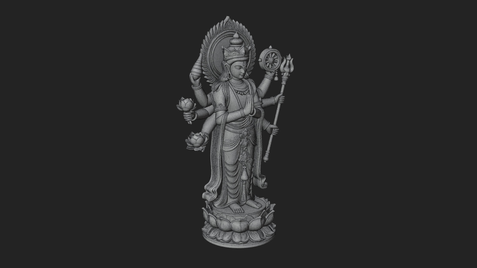 Multi-Armed Guanyin Statue Design 9 3D Print Model 3D Model