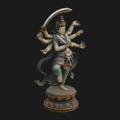 Multi-Armed Wrathful Deity Statue Design 5 3D Print Model