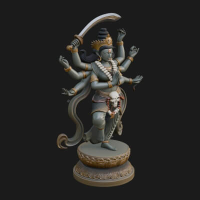 Multi-Armed Wrathful Deity Statue Design 6 3D Print Model