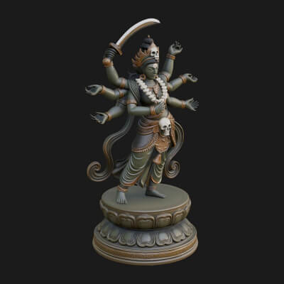 Multi-Armed Wrathful Deity Statue Design 8 3D Print Model