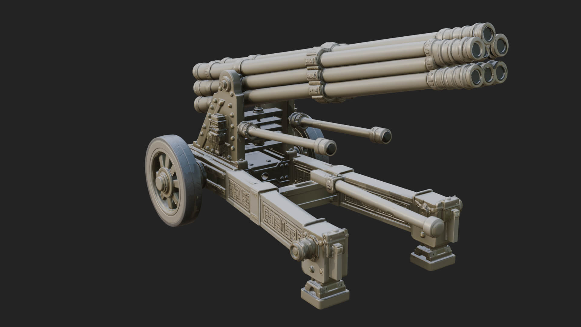Multi Barrel Rocket Model Design 4 3D Print Model 3D Model