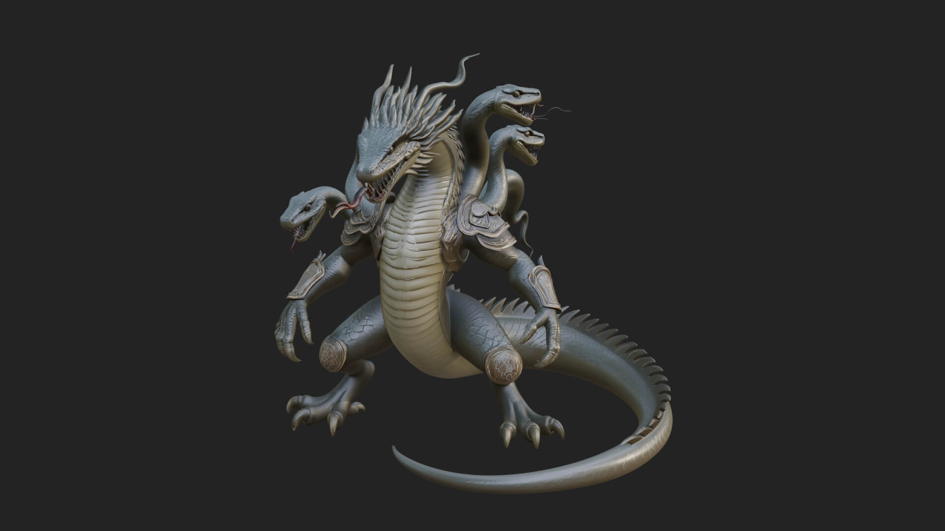 Multi-Headed Hydra Statue Design 1 3D Print Model 3D Model
