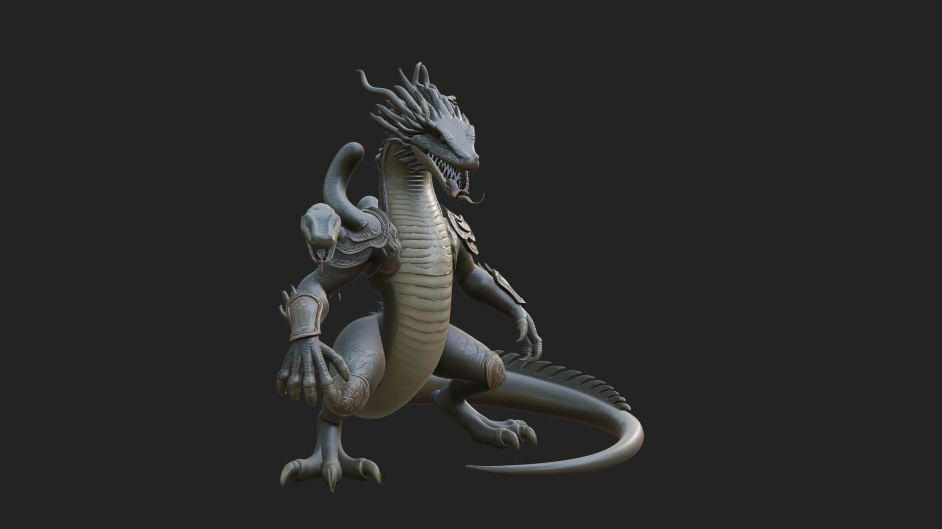 Multi-Headed Hydra Statue Design 1 3D Print Model 3D Model