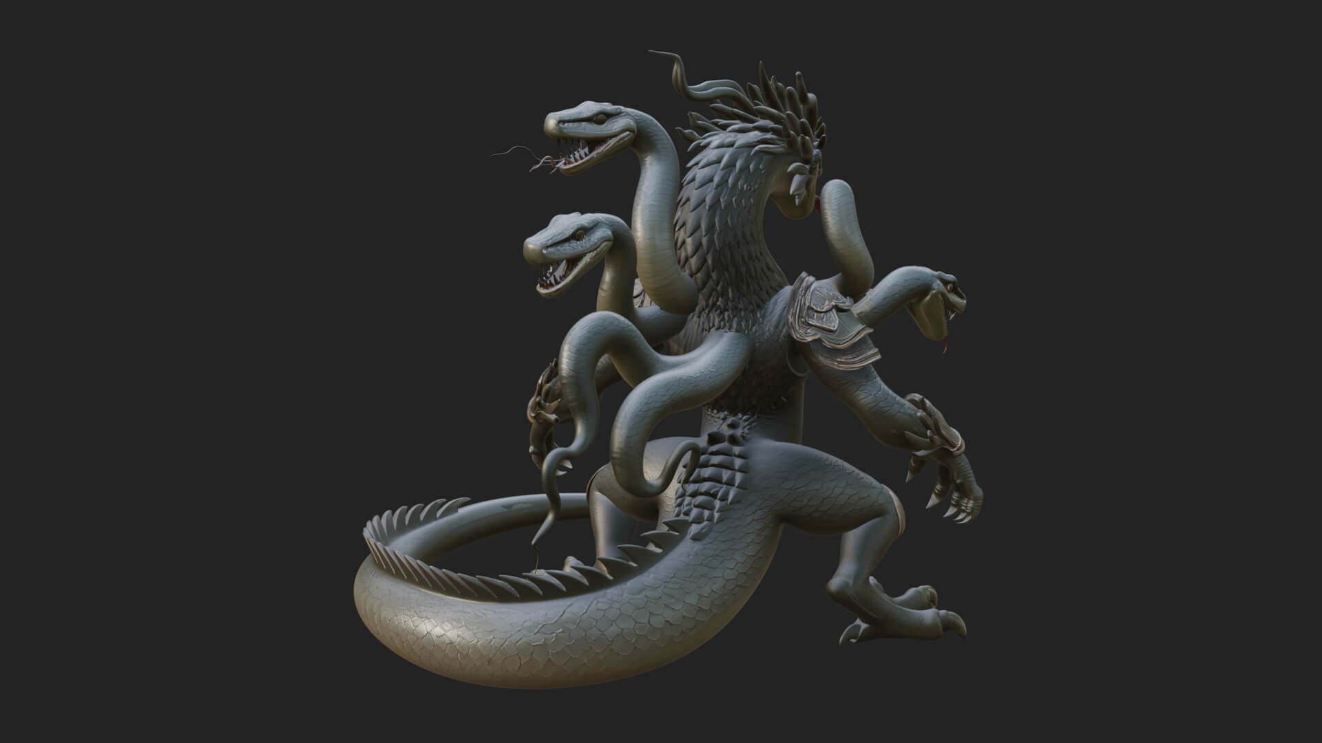 Multi-Headed Hydra Statue Design 1 3D Print Model 3D Model