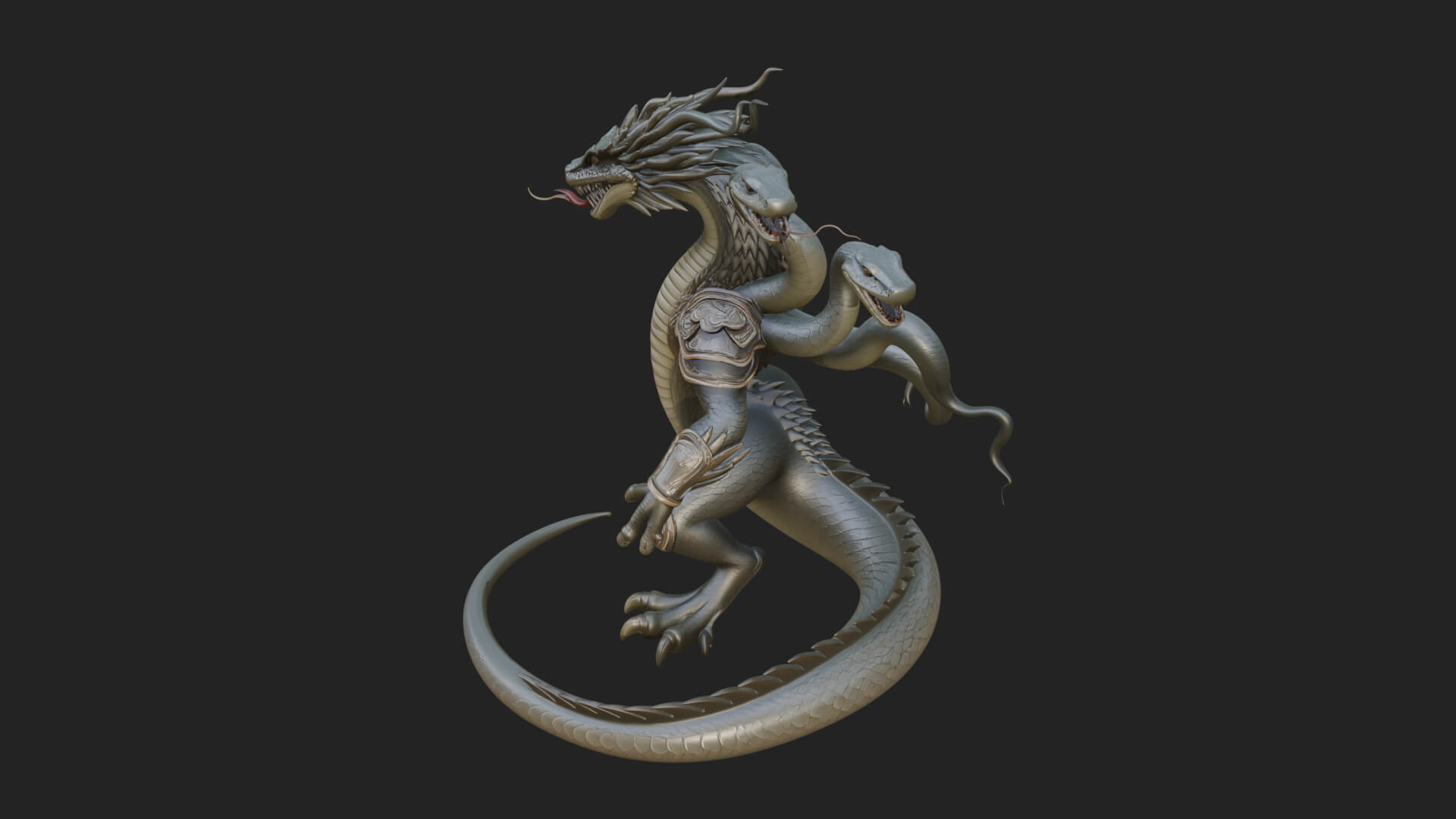 Multi-Headed Hydra Statue Design 1 3D Print Model 3D Model