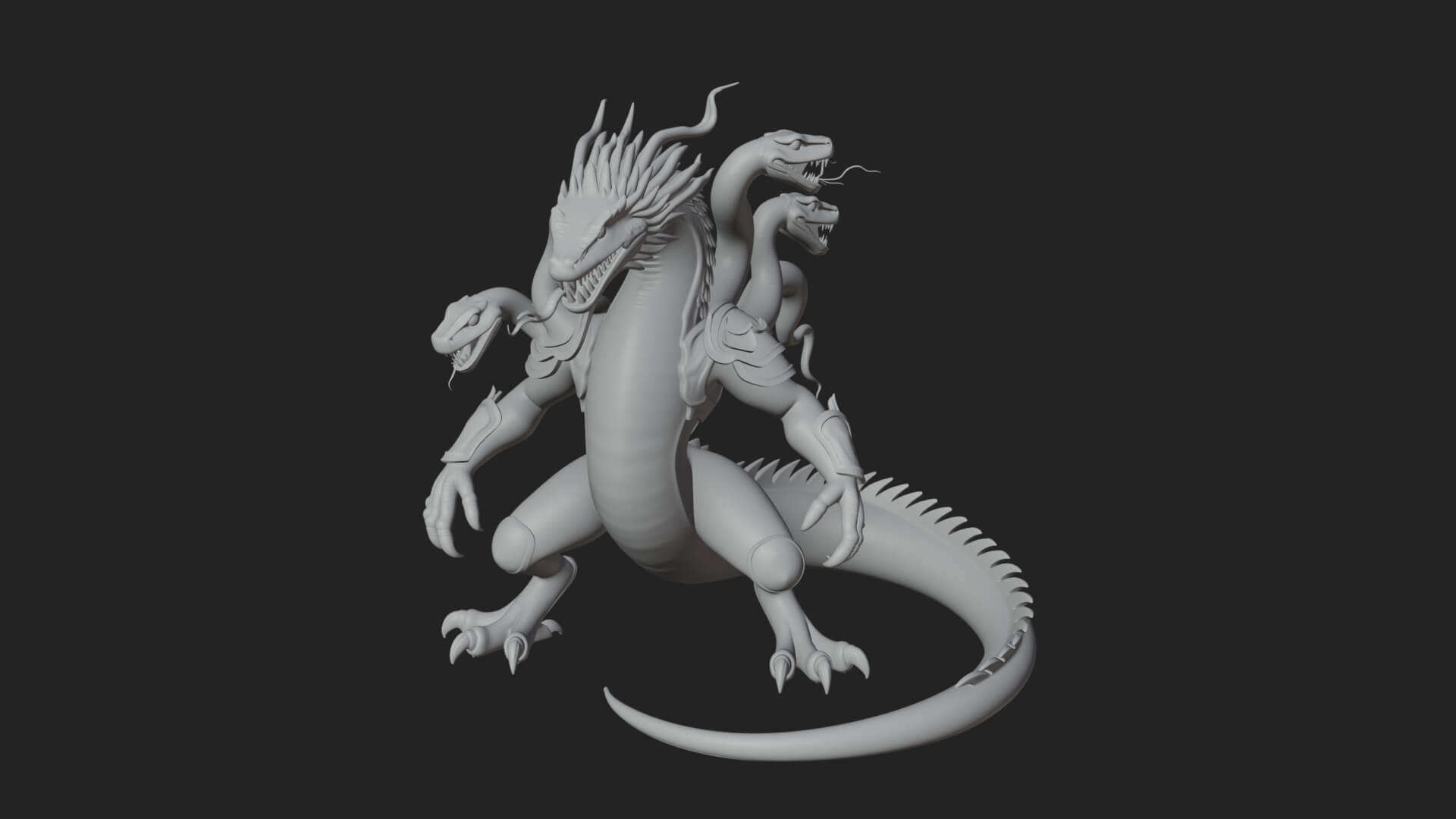 Multi-Headed Hydra Statue Design 1 3D Print Model 3D Model