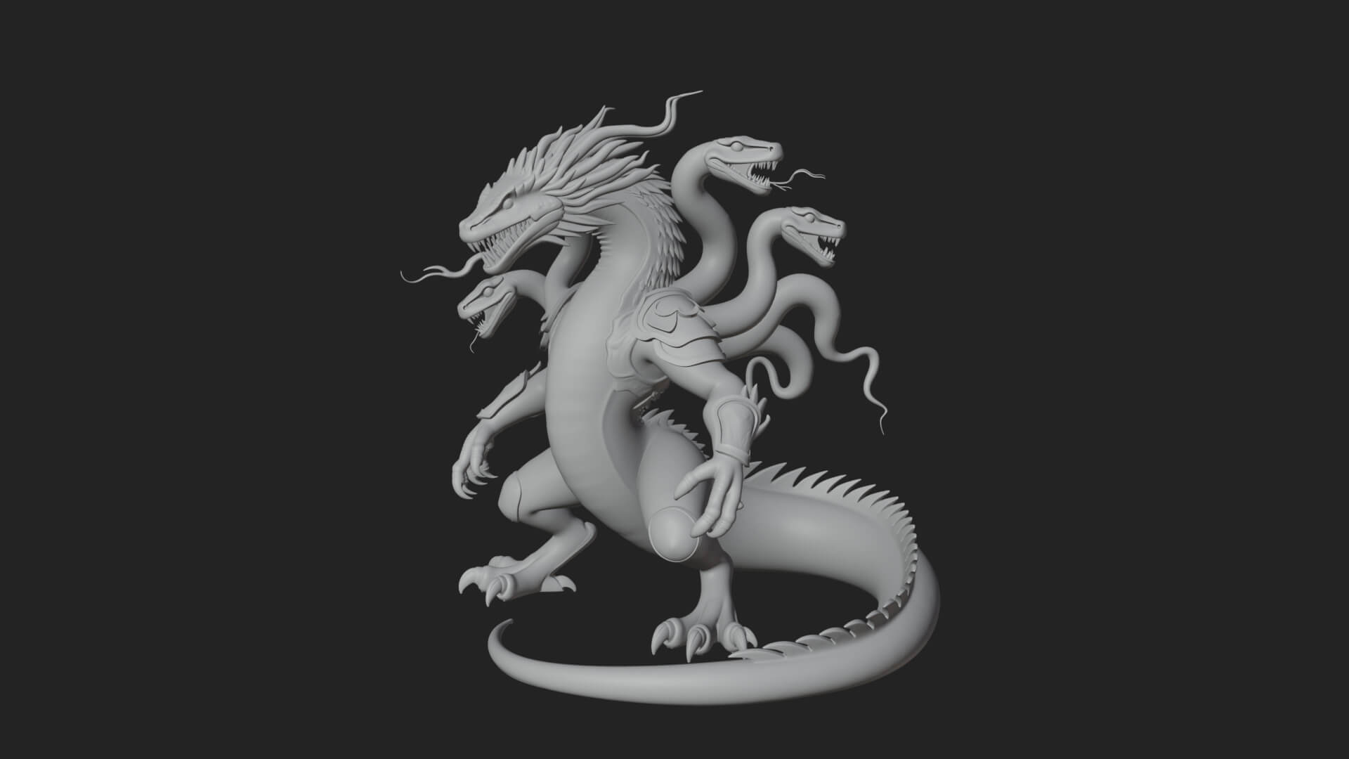Multi-Headed Hydra Statue Design 1 3D Print Model 3D Model