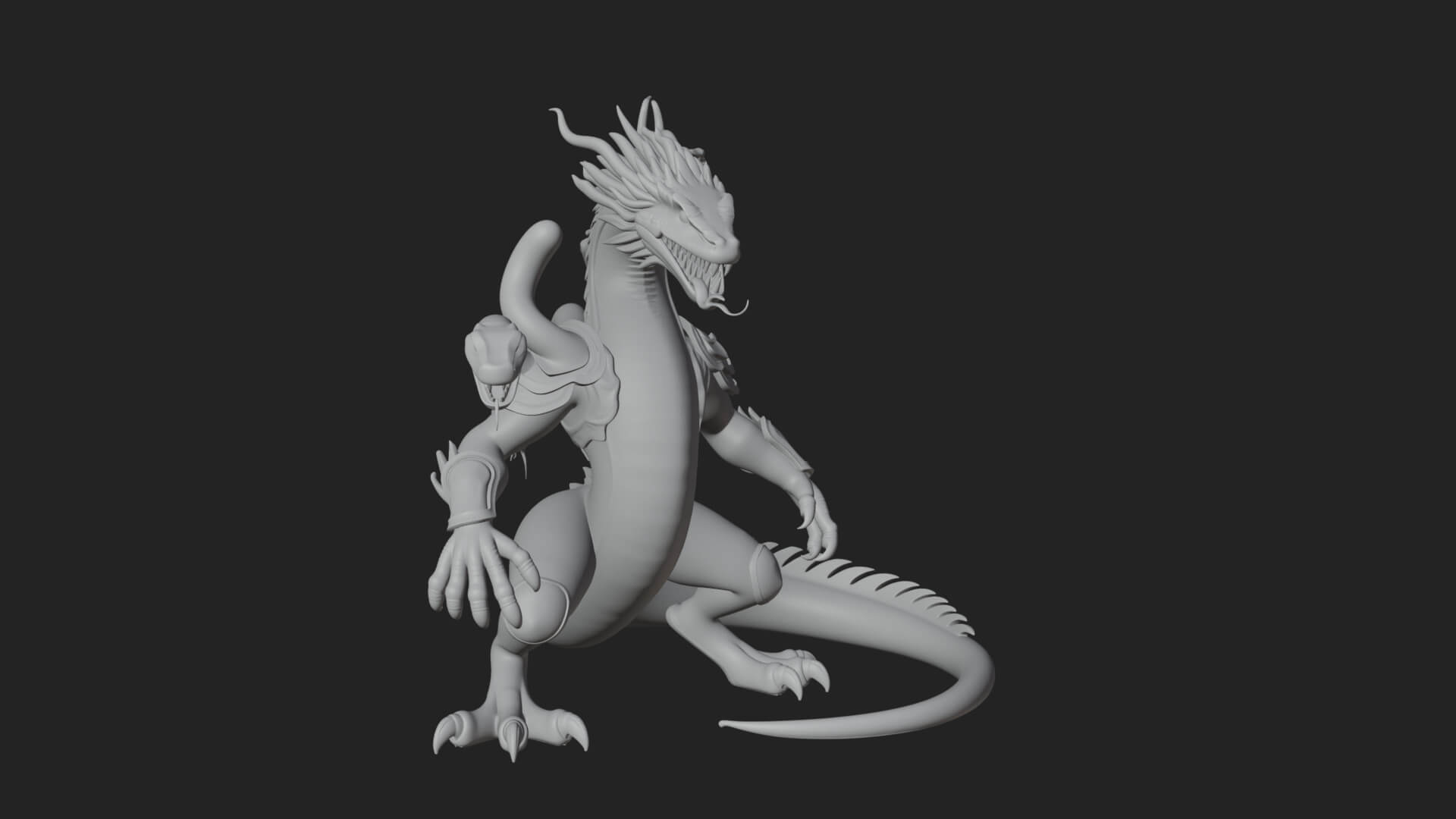 Multi-Headed Hydra Statue Design 1 3D Print Model 3D Model