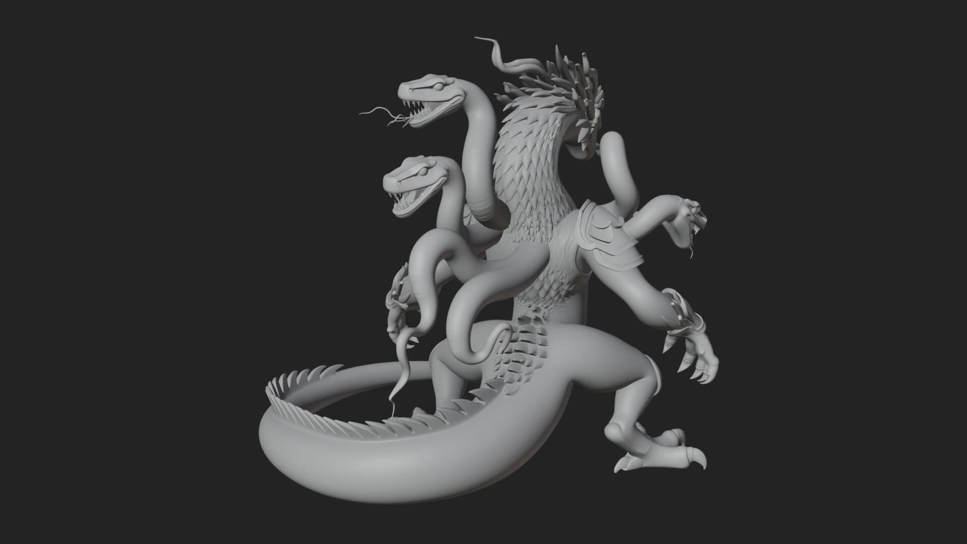 Multi-Headed Hydra Statue Design 1 3D Print Model 3D Model