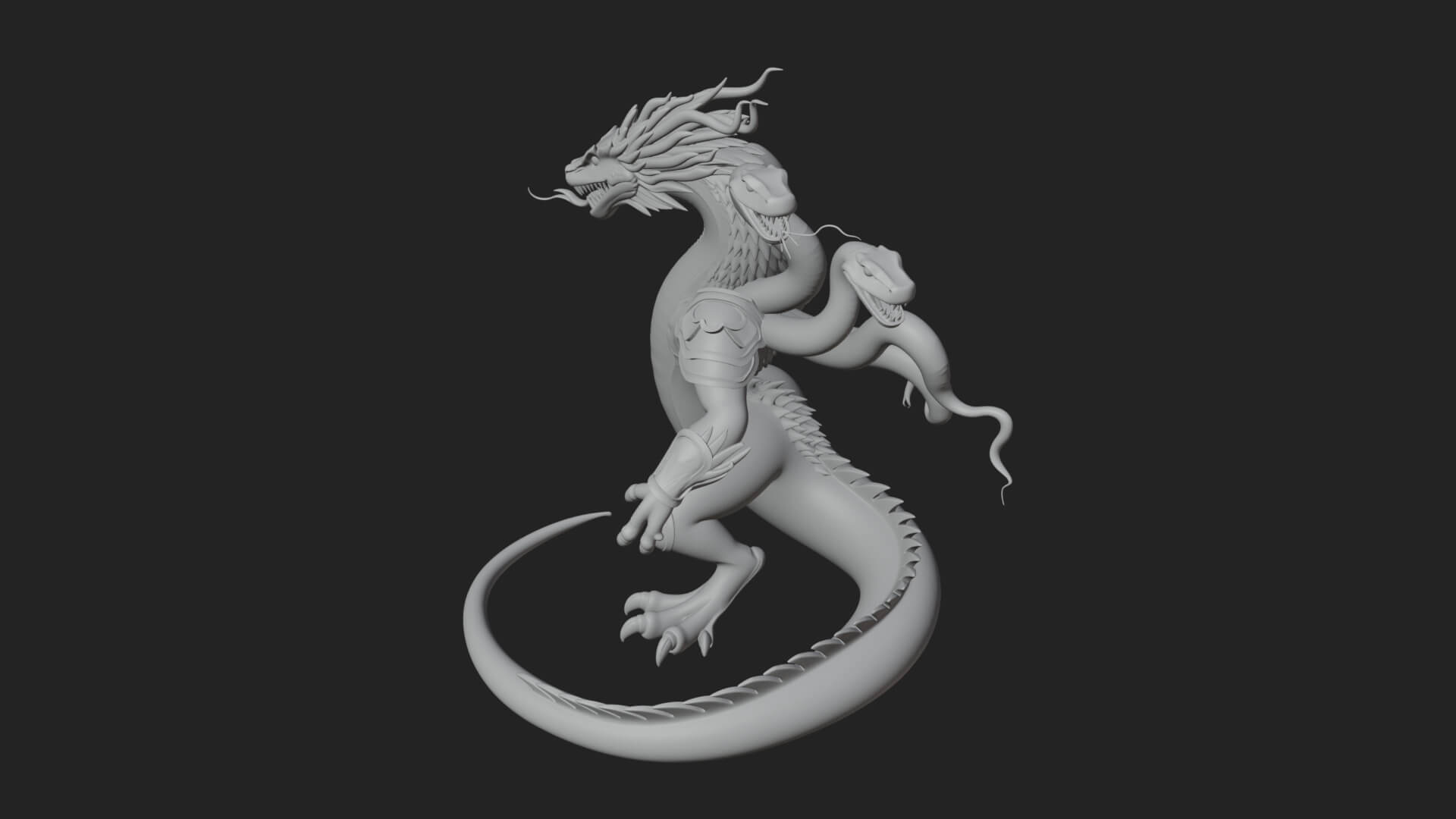Multi-Headed Hydra Statue Design 1 3D Print Model 3D Model