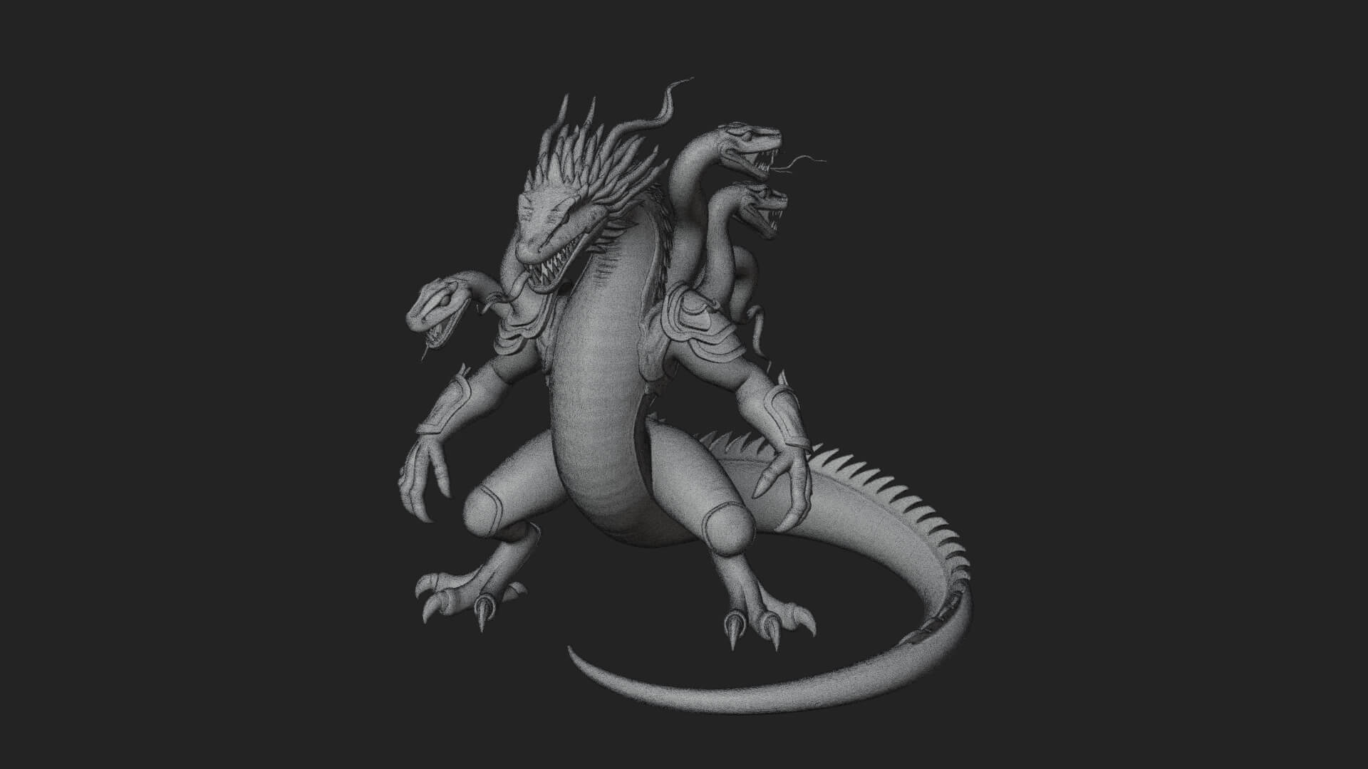Multi-Headed Hydra Statue Design 1 3D Print Model 3D Model