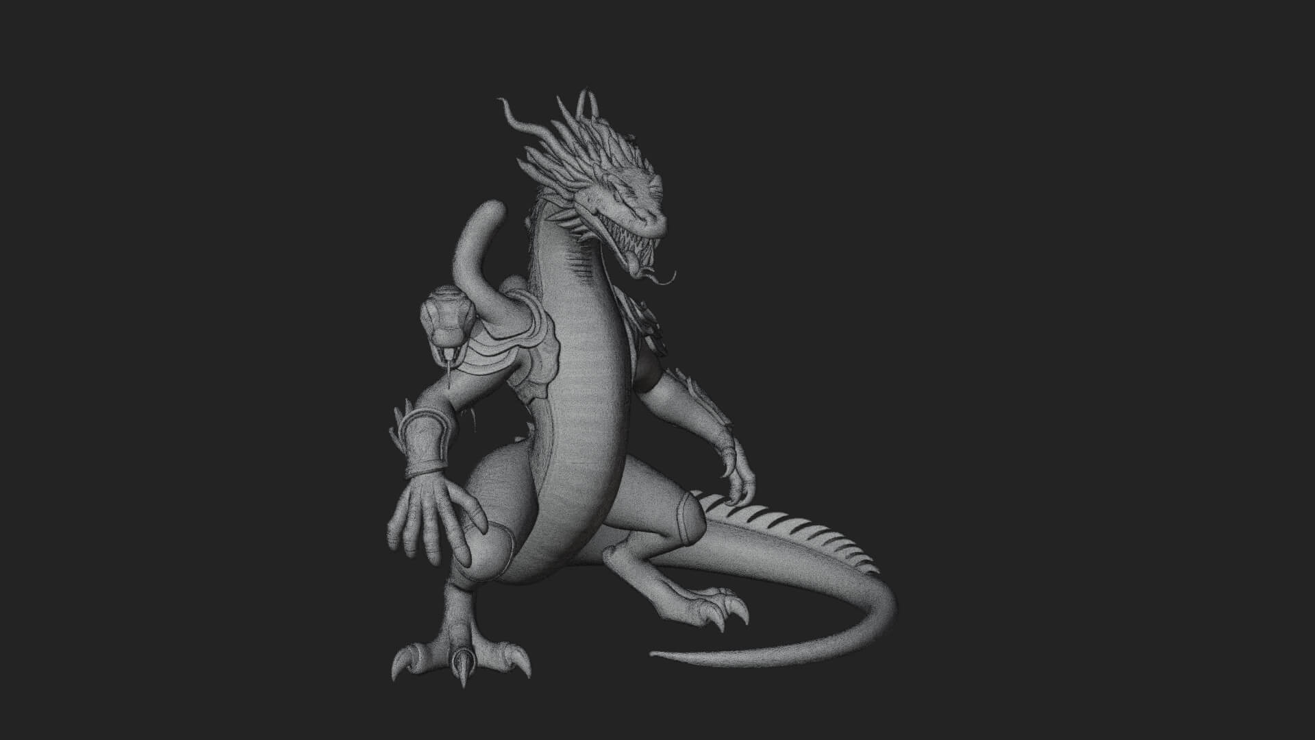 Multi-Headed Hydra Statue Design 1 3D Print Model 3D Model