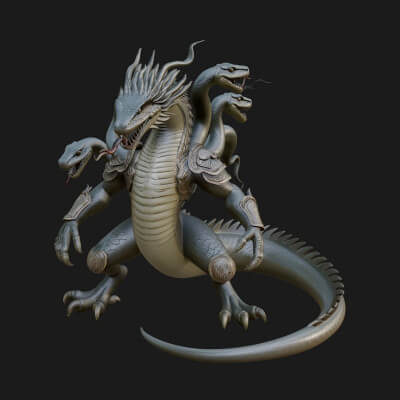 Multi-Headed Hydra Statue Design 1 3D Print Model
