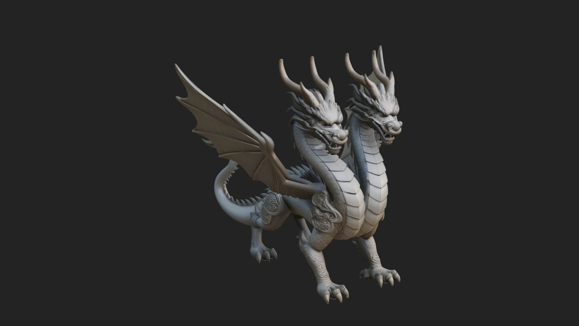Multi-Headed Hydra Statue Design 2 3D Print Model 3D Model
