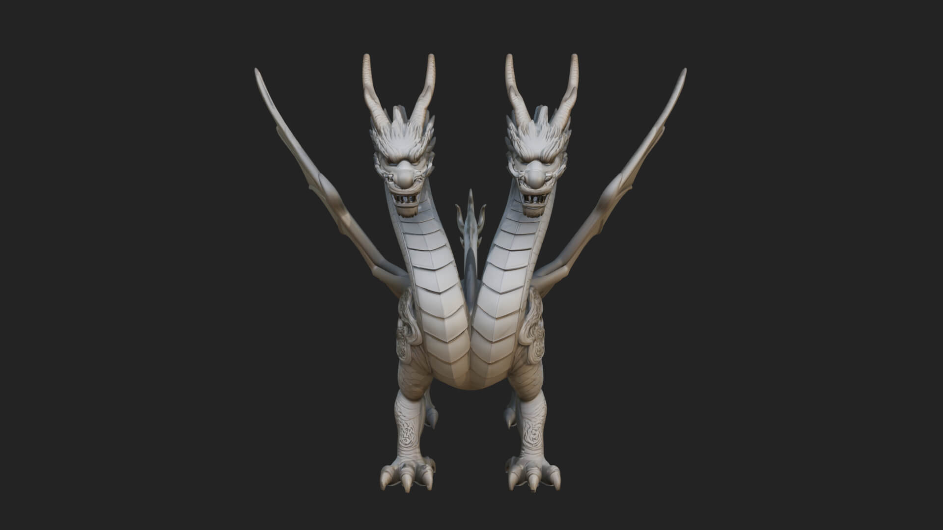 Multi-Headed Hydra Statue Design 2 3D Print Model 3D Model