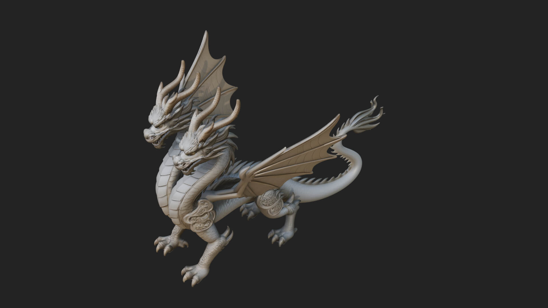 Multi-Headed Hydra Statue Design 2 3D Print Model 3D Model