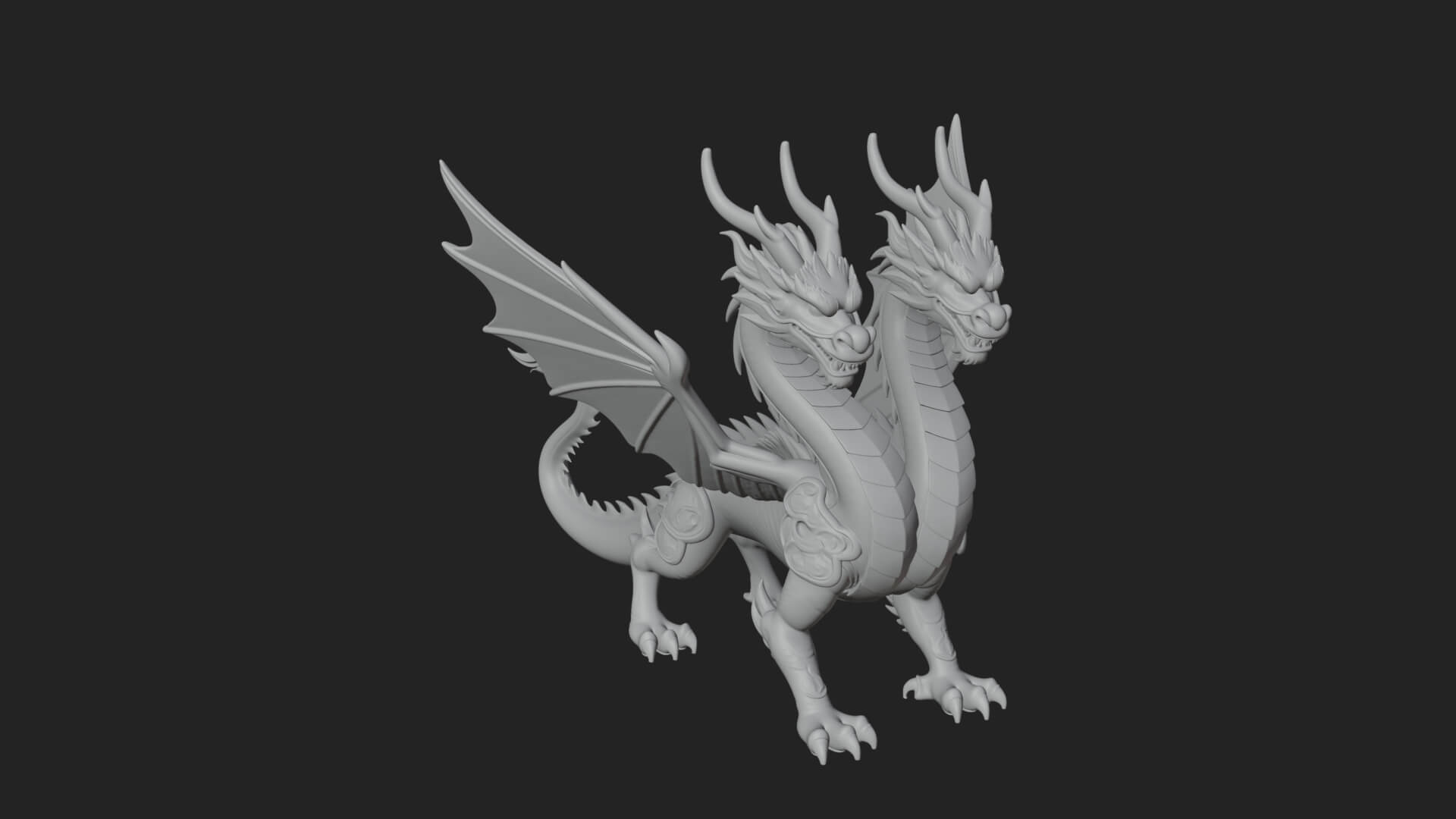Multi-Headed Hydra Statue Design 2 3D Print Model 3D Model