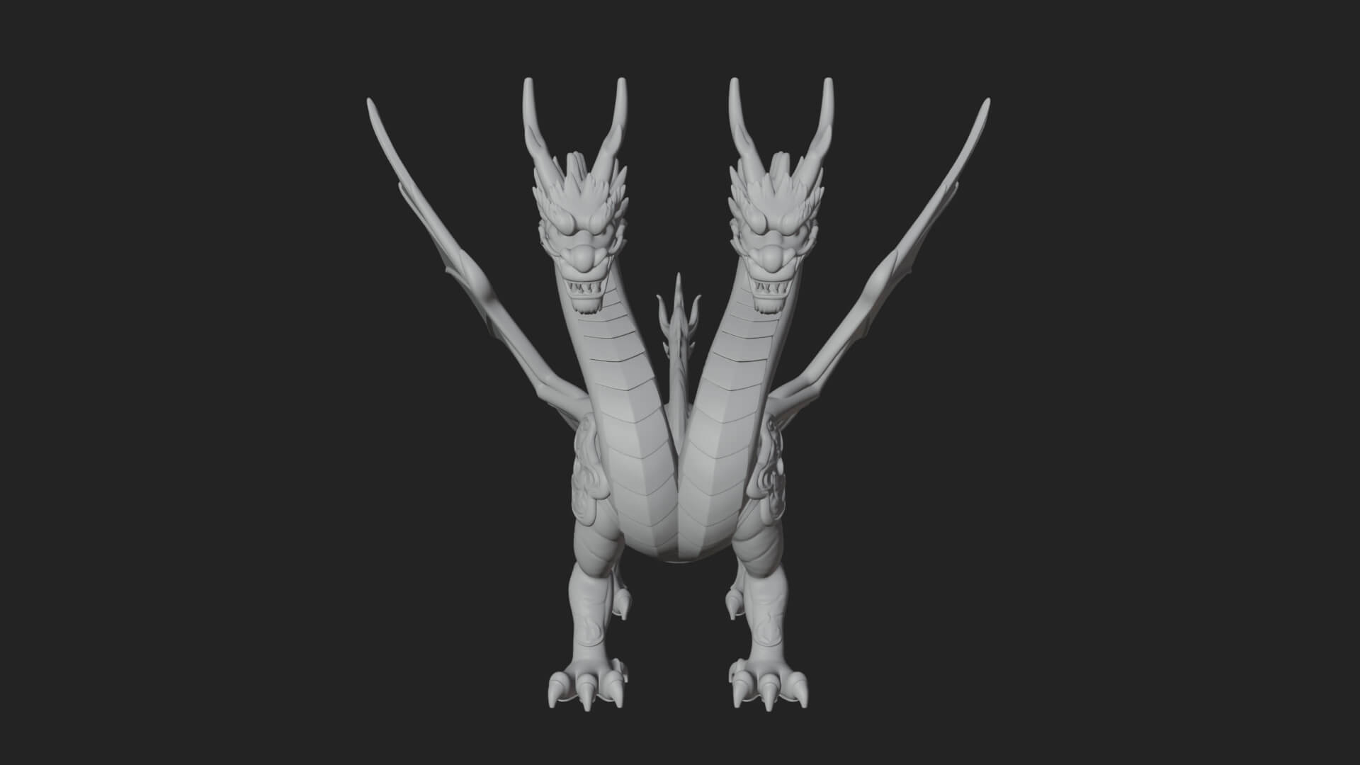 Multi-Headed Hydra Statue Design 2 3D Print Model 3D Model