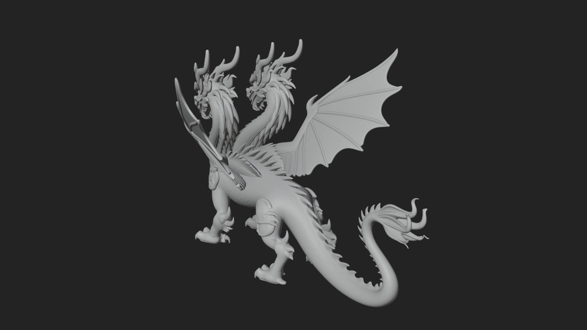 Multi-Headed Hydra Statue Design 2 3D Print Model 3D Model
