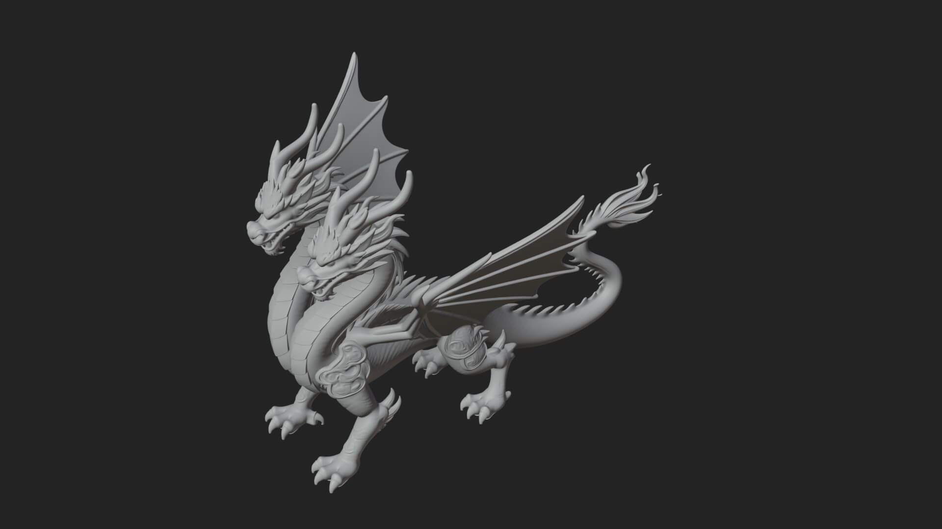 Multi-Headed Hydra Statue Design 2 3D Print Model 3D Model