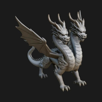 Multi-Headed Hydra Statue Design 2 3D Print Model