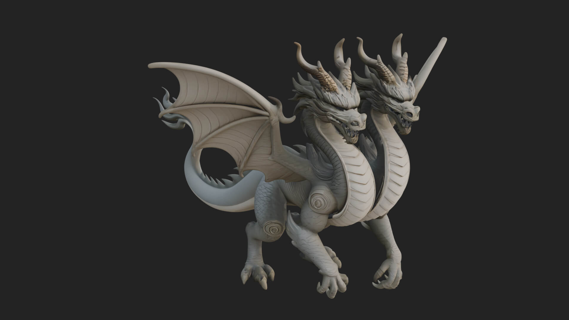 Multi-Headed Hydra Statue Design 3 3D Print Model 3D Model