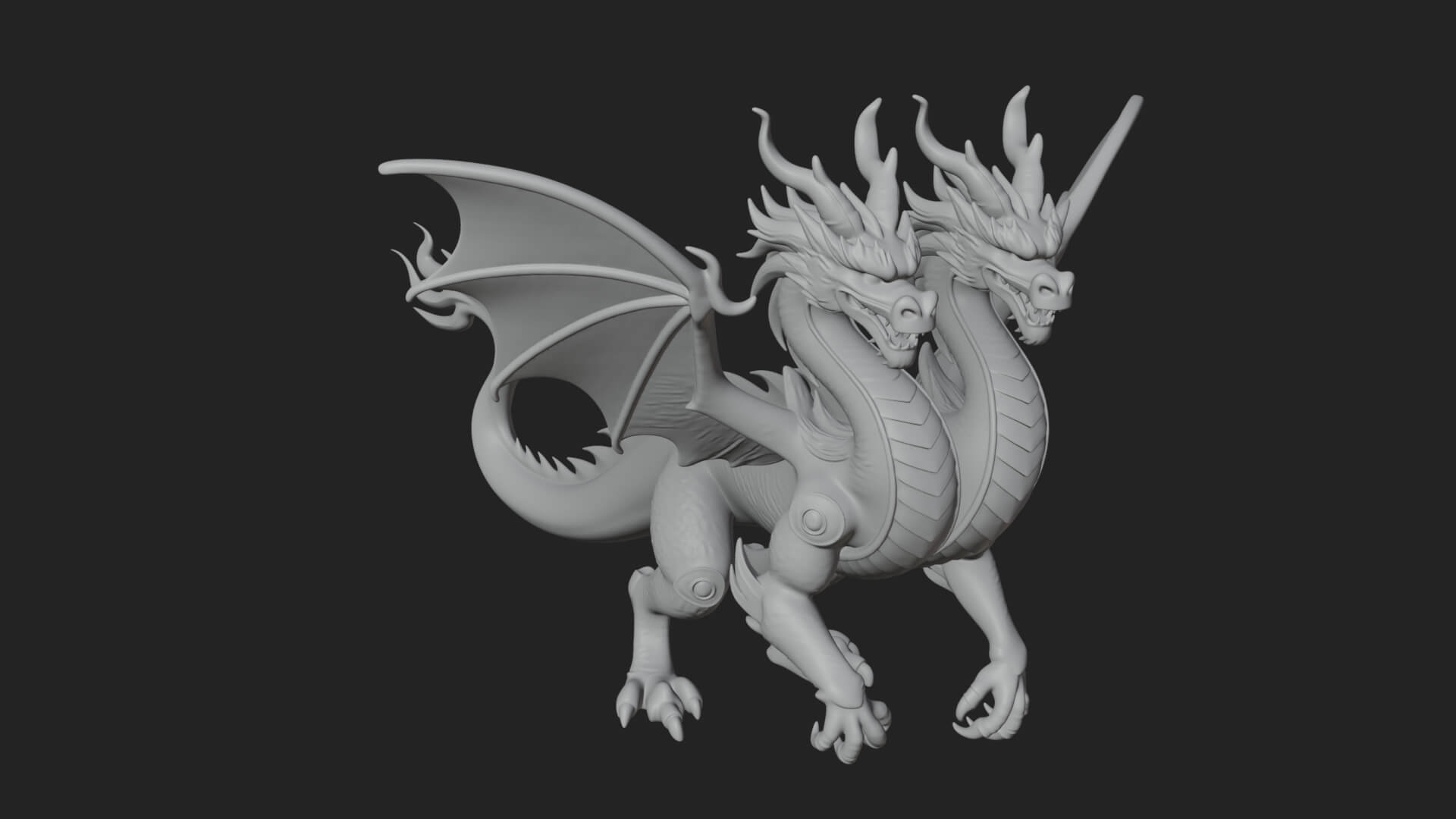 Multi-Headed Hydra Statue Design 3 3D Print Model 3D Model