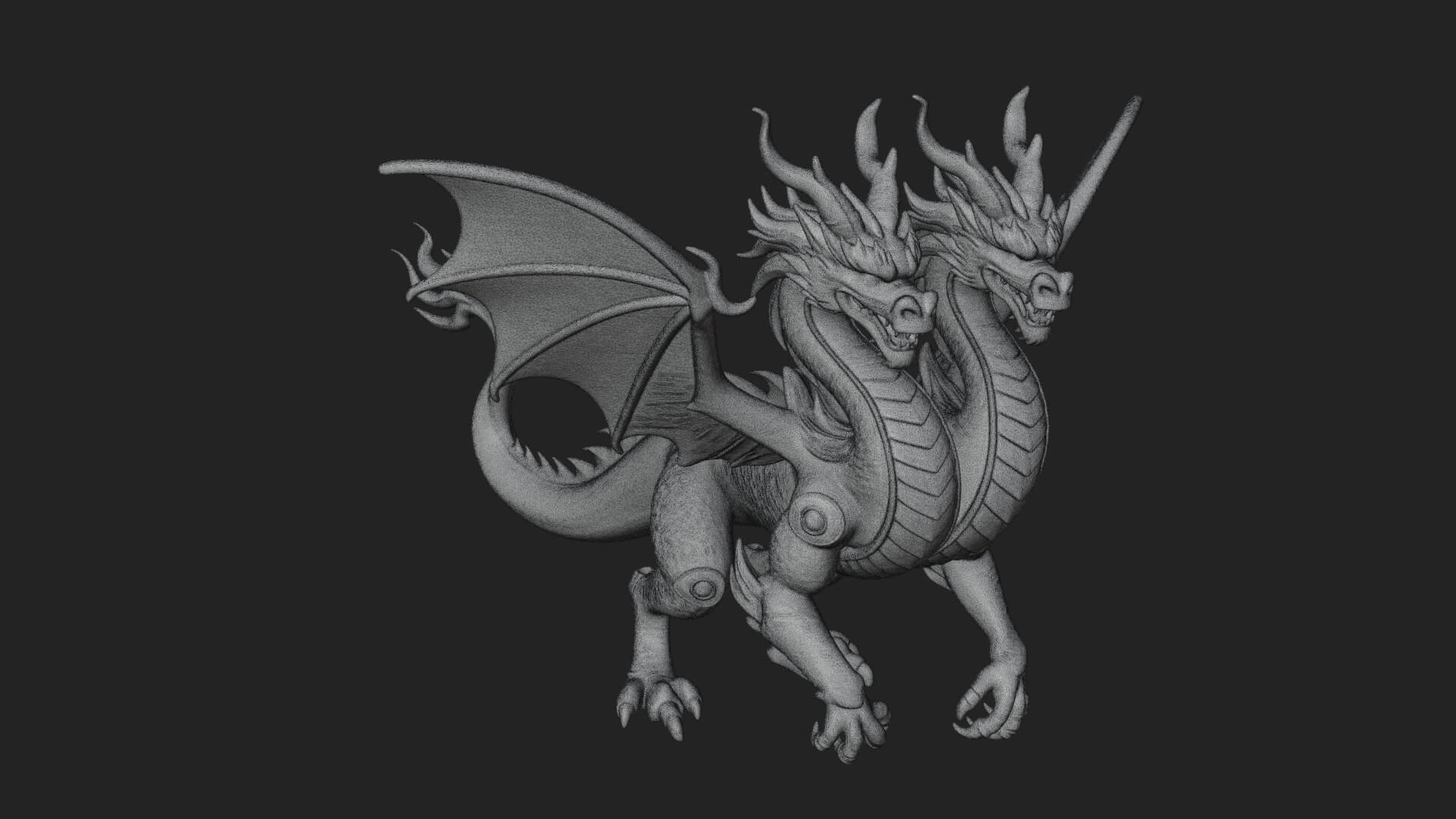 Multi-Headed Hydra Statue Design 3 3D Print Model 3D Model