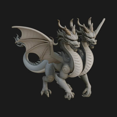 Multi-Headed Hydra Statue Design 3 3D Print Model
