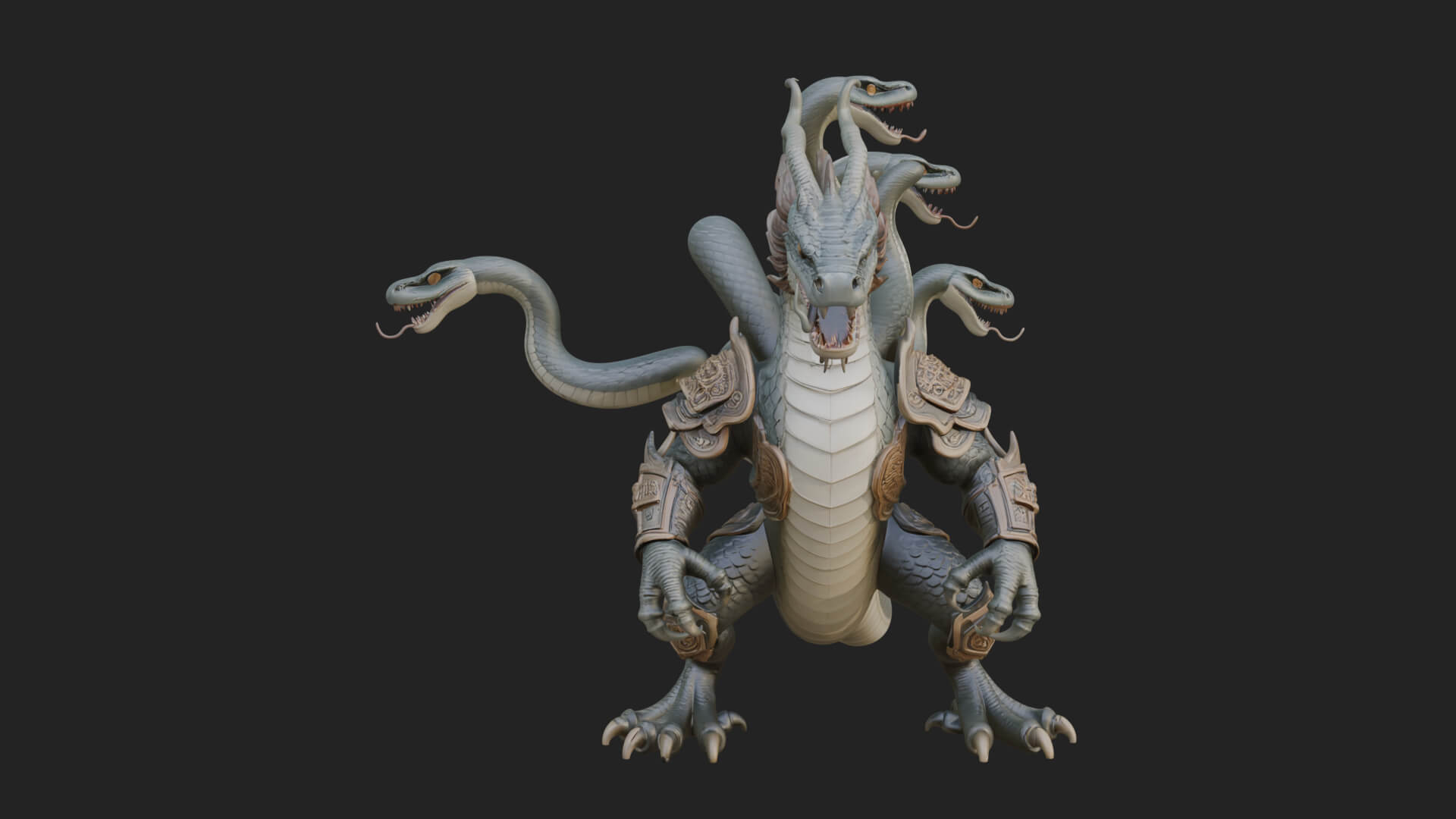 Multi-Headed Hydra Statue Design 4 3D Print Model 3D Model