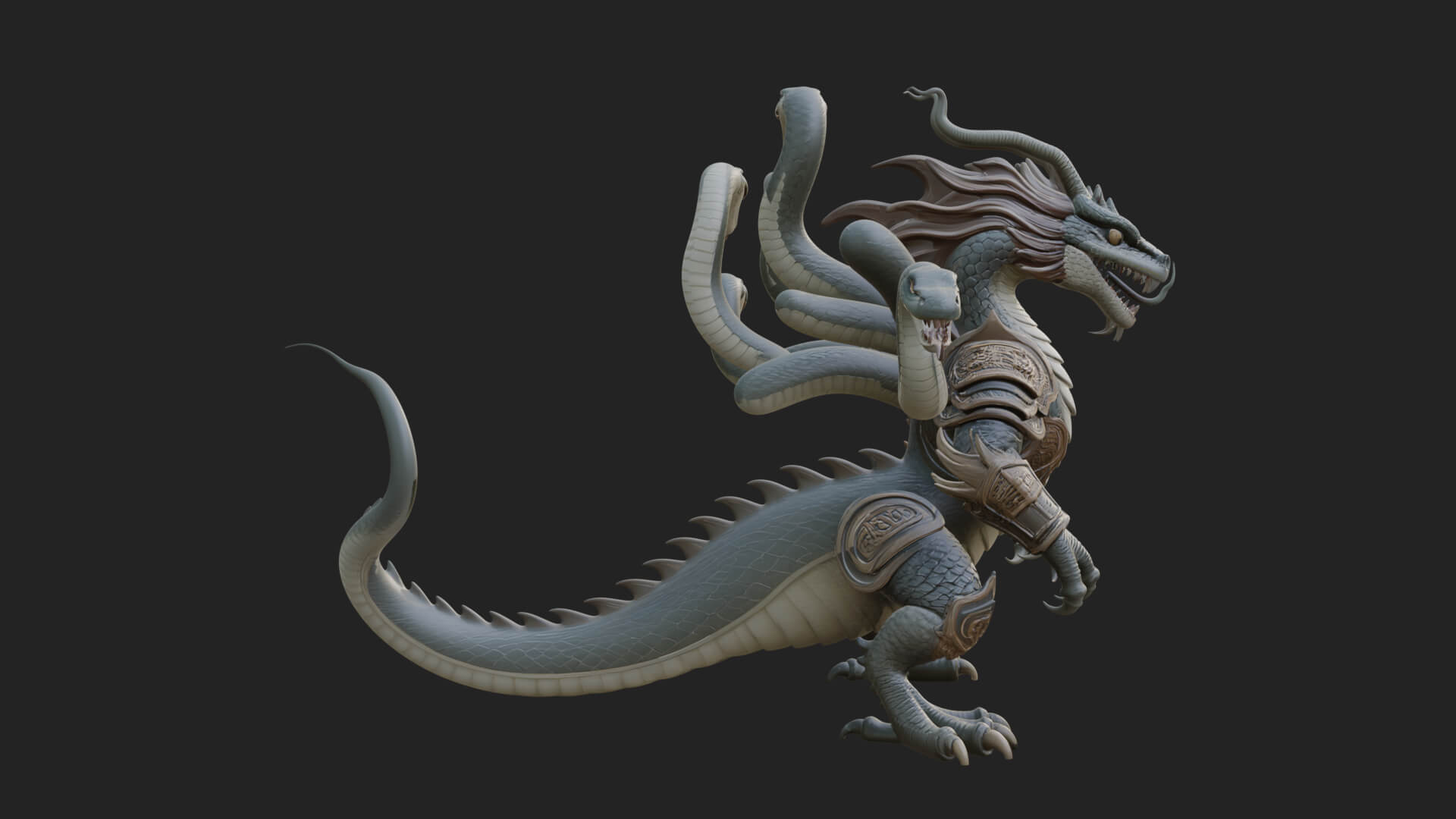 Multi-Headed Hydra Statue Design 4 3D Print Model 3D Model