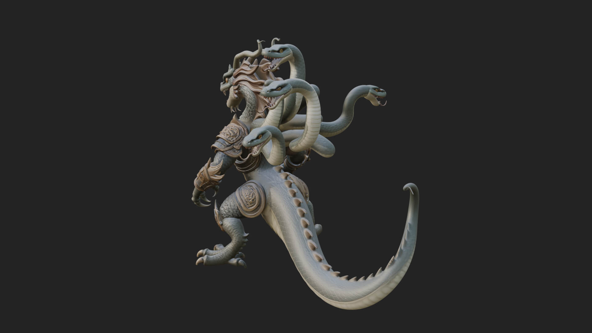 Multi-Headed Hydra Statue Design 4 3D Print Model 3D Model