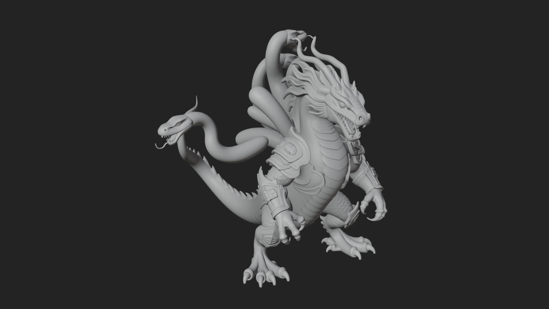 Multi-Headed Hydra Statue Design 4 3D Print Model 3D Model