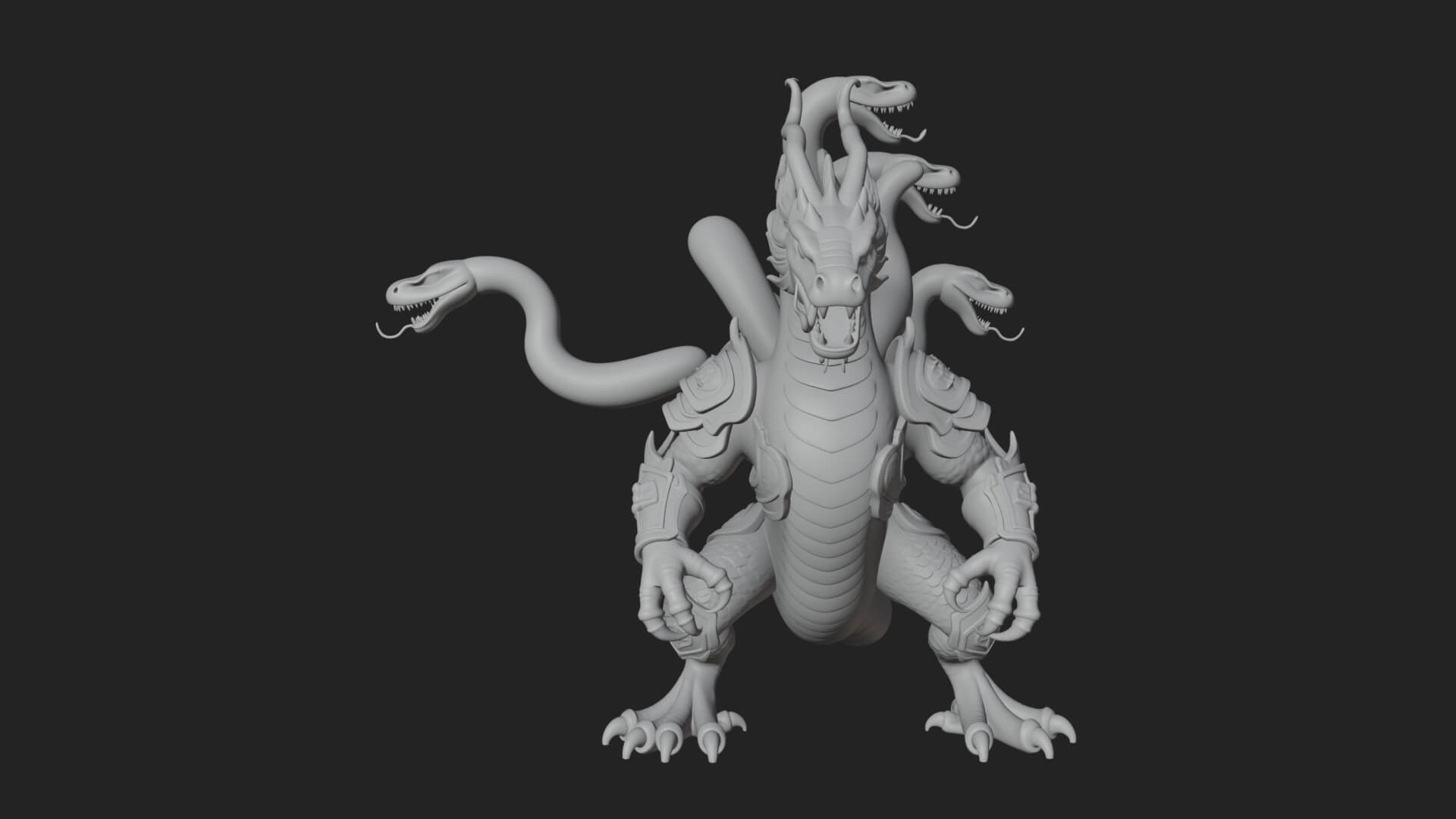 Multi-Headed Hydra Statue Design 4 3D Print Model 3D Model