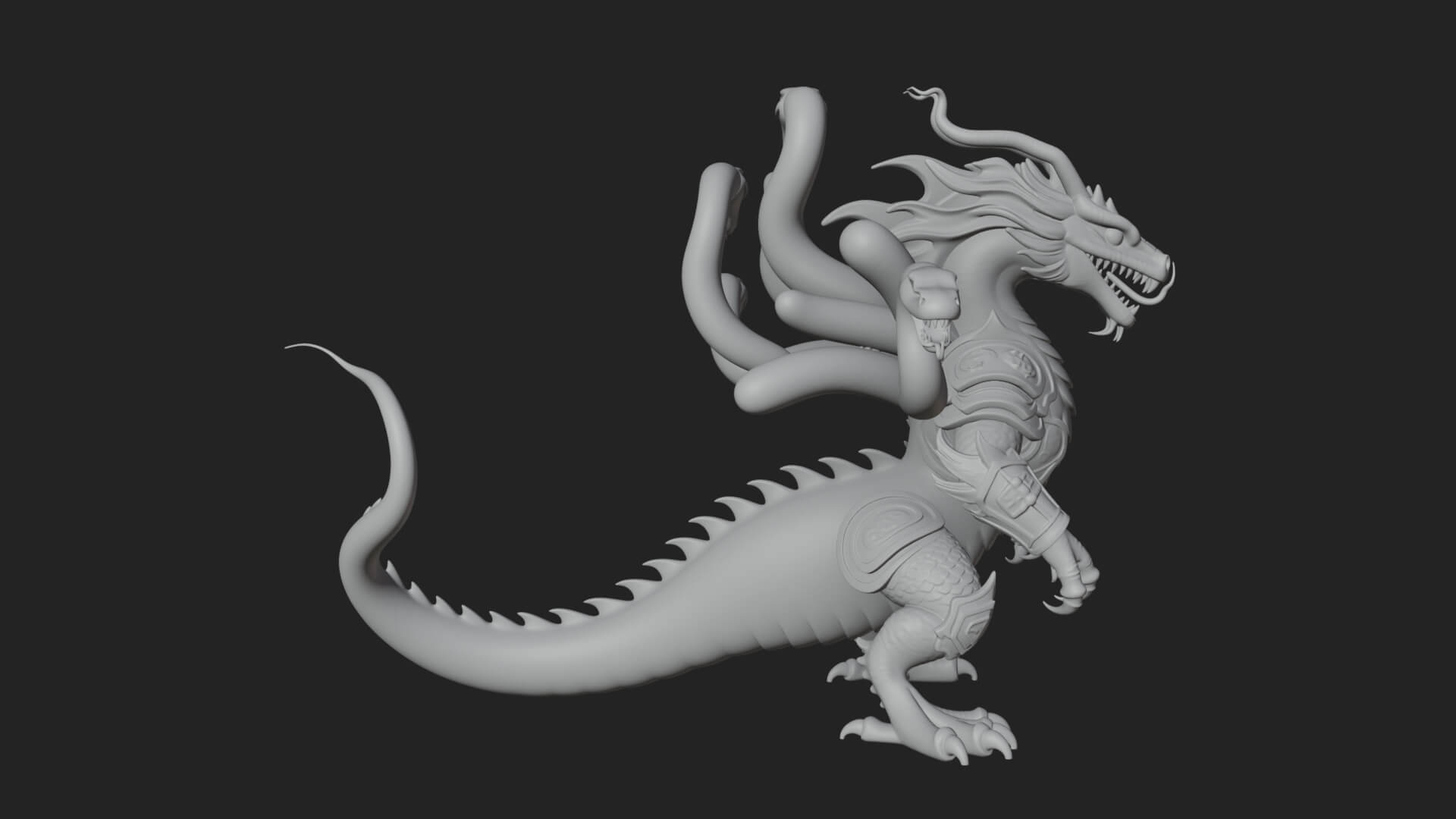 Multi-Headed Hydra Statue Design 4 3D Print Model 3D Model